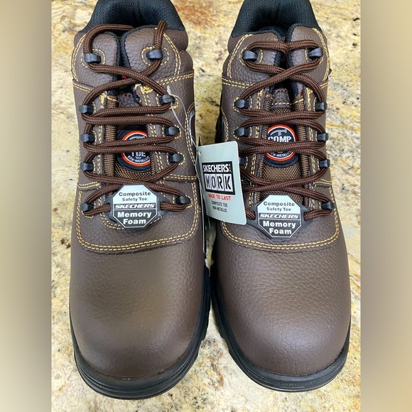 Sketchers Safety Work Composite Toe Boots Brown Men’s Size 10 - Picture 2 of 5